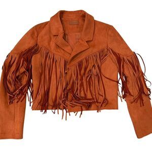 Umgee orange suede fringe jacket